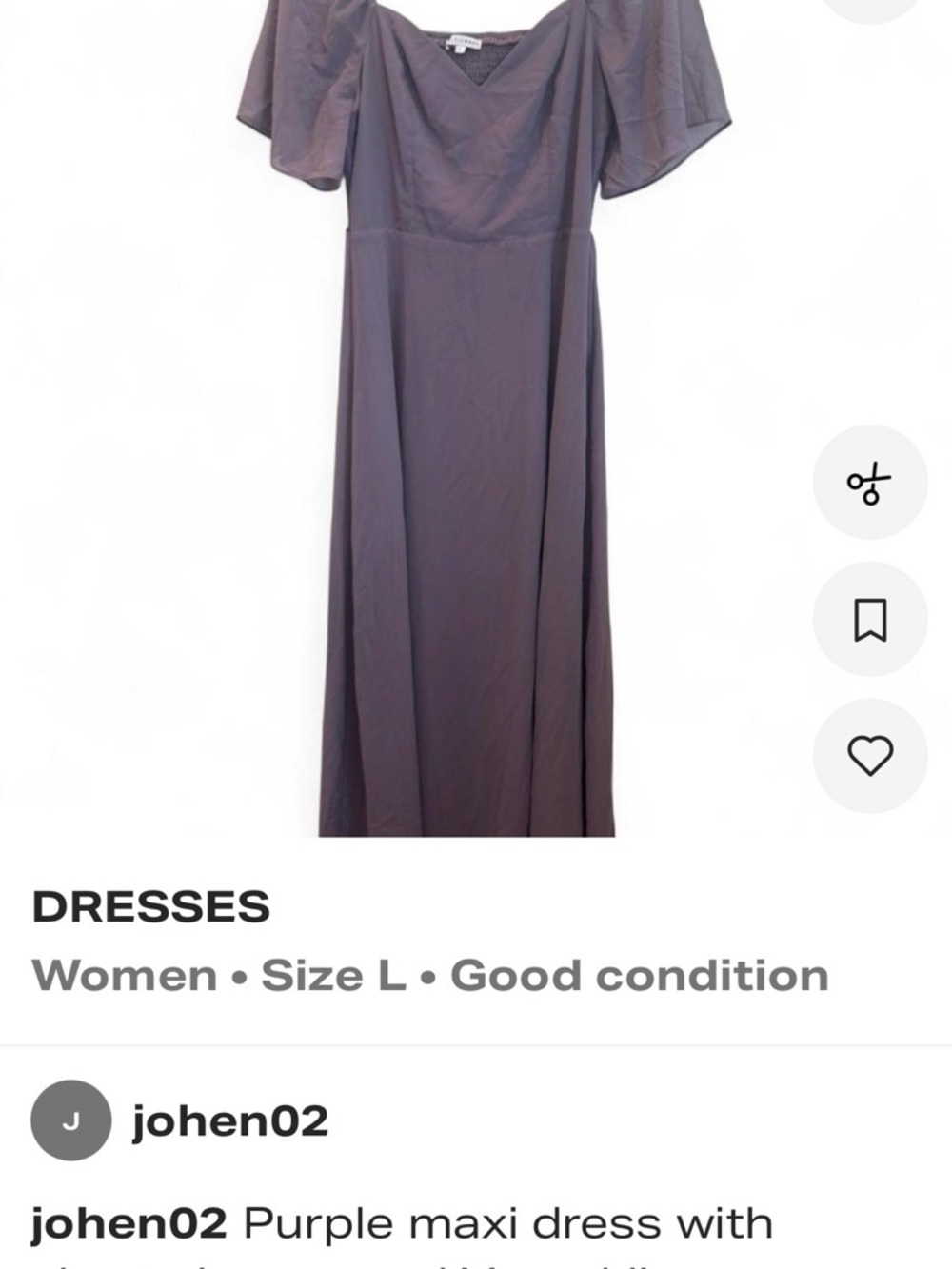 Off-Shoulder Purple Maxi Dress with Flutter Sleeves